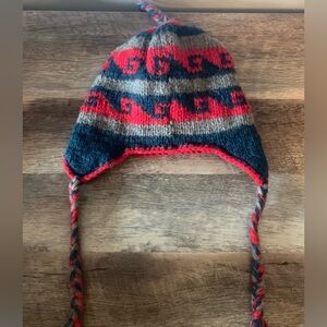 Hand Knit Wool Hat With Ear Flaps